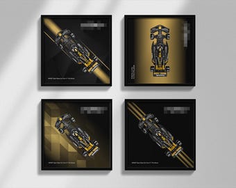 Four set inspired Designs of APXGP Team Race Car from F1 The Movie Digital Art for Wall Poster, Speed Champions 77252 compatible