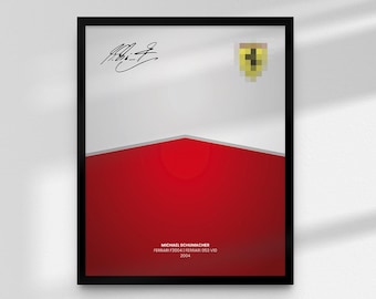 Ferrari F2004 and Michael Schumacher inspired Digital Art for Wall Poster, Icons 11375 compatible