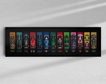 Speed Champions F1 Car Collection Poster inspired Digital Art, Wall Poster, Speed Champions 77242 - 77252, 77259, 77258 compatible