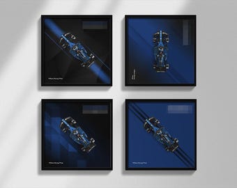 Four set F1 inspired Designs of Williams Race Car Digital Art for Wall Poster, Speed Champions 77249 compatible