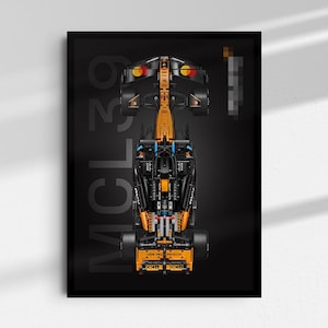 McLaren MCL39 F1-inspirerad digital konst för väggposter, kompatibel med Technic 42228