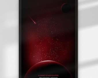 A-Wing Starfighter, Star Wars inspired Digital Art for Wall Poster, 75275 compatible