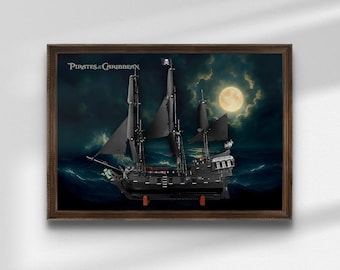 Captain Jack Sparrow's Pirate Ship, Pirates of the Caribbean inspired Digital Art for Wall Poster, 10365 compatible