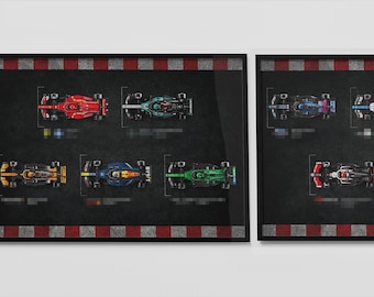 Speed Champions collection F1 inspired Digital Art (2 poster variations Landscape) Wall Poster, Speed Champions 77242 - 77251 compatible