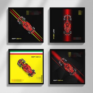 Four set F1 inspired Designs of Ferrari Race Car Digital Art for Wall Poster, Speed Champions 77242 compatible
