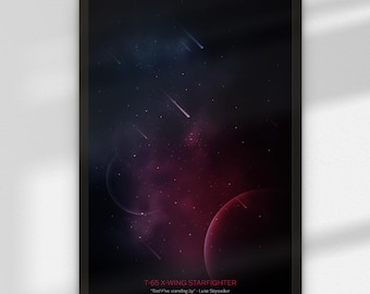 X-Wing Starfighter, Star Wars inspired Digital Art for Wall Poster, 75355 compatible
