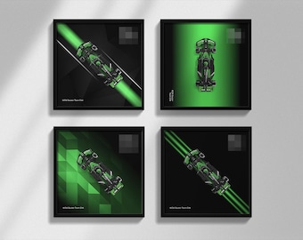 Four set F1 inspired Designs of KICK Sauber Race Car Digital Art for Wall Poster, Speed Champions 77247 compatible