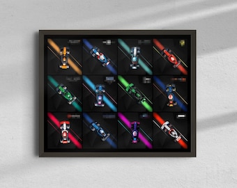 Collectible Mini Race Cars F1 inspired Digital Art Wall Poster, 71049 compatible