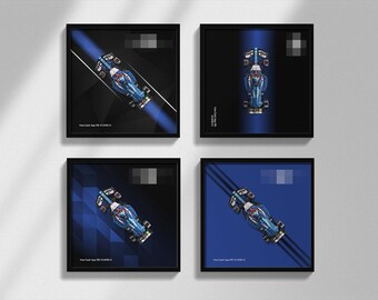Four set F1 inspired Designs of Visa Cash App RB Race Car Digital Art for Wall Poster, Speed Champions 77246 compatible