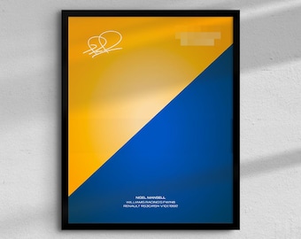 Williams Racing FW14B and Nigel Mansell inspired Digital Art for Wall Poster, Icons 10353 compatible