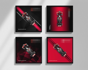 Four set F1 inspired Designs of MoneyGram Race Car Digital Art for Wall Poster, Speed Champions 77250 compatible