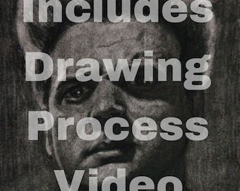 Ritratto a carboncino realizzato a mano / Disegno personalizzato da foto / Include video del processo di realizzazione