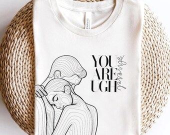 Empowering Line Art You Are Enough – Minimal Motivational Typography Design