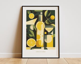 Impressão artística de Limoncello Spritz – pôster de coquetel para decoração de bar e cozinha, impressão digital