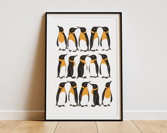 Modern Penguin Art Print – Minimalist Animal Wall Decor, Digital Print