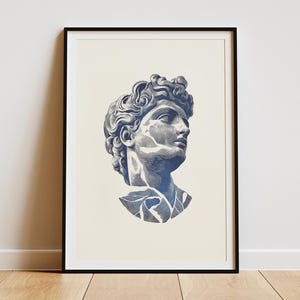 Apollo Greek God Art Print: Engraved Statue, Ancient Mythology (Digital Download