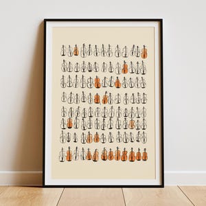 Violin Art Print - Musical Instrument Poster, Minimalist Music Room Wall Decor, Digital print
