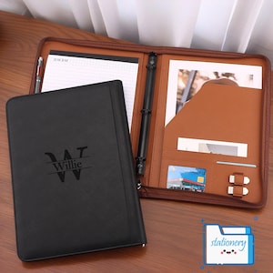 Personalized Leather Portfolio,Custom Portfolio With Name,A4 Leather Folder Letter,Folder Case,Engraved Monogram Padfolio Folders,Best Gifts