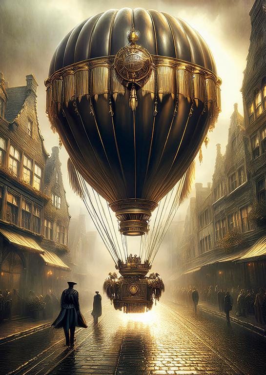 Balloon Adventure – Steampunk Fantasy Airship Art Print - Etsy