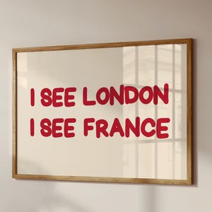 I See London I See France Print, Funny Bathroom Poster, Quirky Bathroom Decor, Toilet Wall Art, Trendy Toilet Decor, Cute Bathroom, Quote