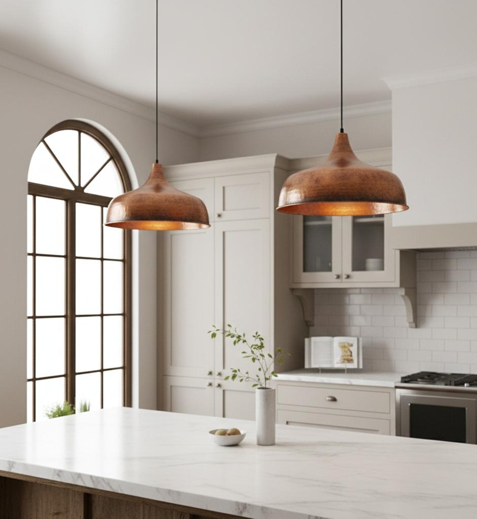 Handmade Hammered Copper Pendant Light | Rustic Kitchen Lighting - Etsy