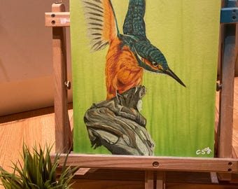 The Kingfisher- original artwork on A3 paper, unframed piece using air brush, acrylic and pencils