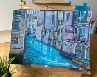 Venice Canal Art, Original Pencil Drawing, Unframed A3