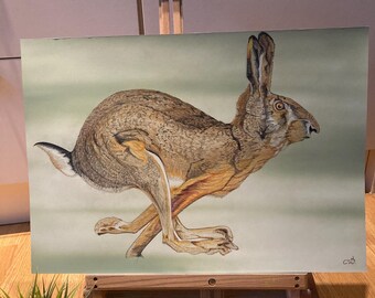 The Running Hare- original artwork on 300g artist paper, A2 size