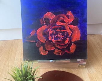 The dark rose, original artwork, acrylic on canvas, unframed. Deep hues with a dramatic rose