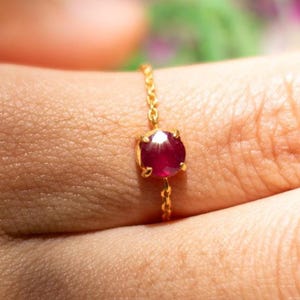 Ruby Silver Chain Ring — 18k Gold Plated | Handmade in Bali