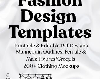 Fashion Design Templates – Printable, Editable in Canva, Procreate, Illustrator & Photoshop (A4 Template Book)