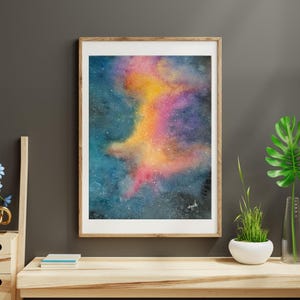 Nebulosa Acquerello - Dipinto Astrale - Acquerello Originale - Decorazione Murale