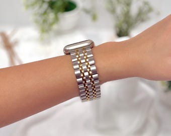 Correa ajustable de acero inoxidable para Apple Watch para hombre / Correa de metal resistente a la corrosión para Apple Watch de 40 mm, 44 mm, 41 mm, 45 mm, 38 mm, 42 mm, 46 mm y 49 mm.