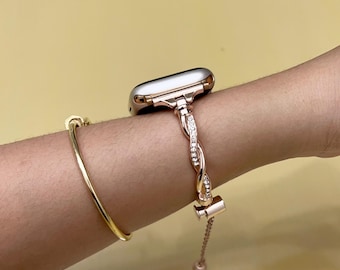 Apple Watch Band for Women Pretty Stainless Steel Bangle Bracelet for Apple watch 41mm 45mm 40mm 44mm 38mm 42mm 46mm 49mm | Straps for Girls
