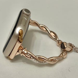 Elegant Diamond Apple Watch Bracelet for Women Girls | Twisted Stainless Steel Watch Band for Apple Watch Series 10/9/8/7/6/5/4/3/2/SE Ultra