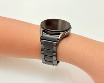Glanzend en matzwarte horlogeband voor Samsung Galaxy Watch 8 7 6 5 4 40 mm 44 mm, 4 Classic, 6 Classic, 8 Classic, Garmin, past op 20 mm 22 mm-horloges