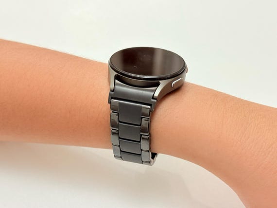 Shiny & Matte Black Watch Band for Samsung Galaxy Watch 8 7 6 5 4 40mm 44mm, 4 Classic, 6 Classic, 8 Classic, Garmin, Fits 20mm 22mm watches