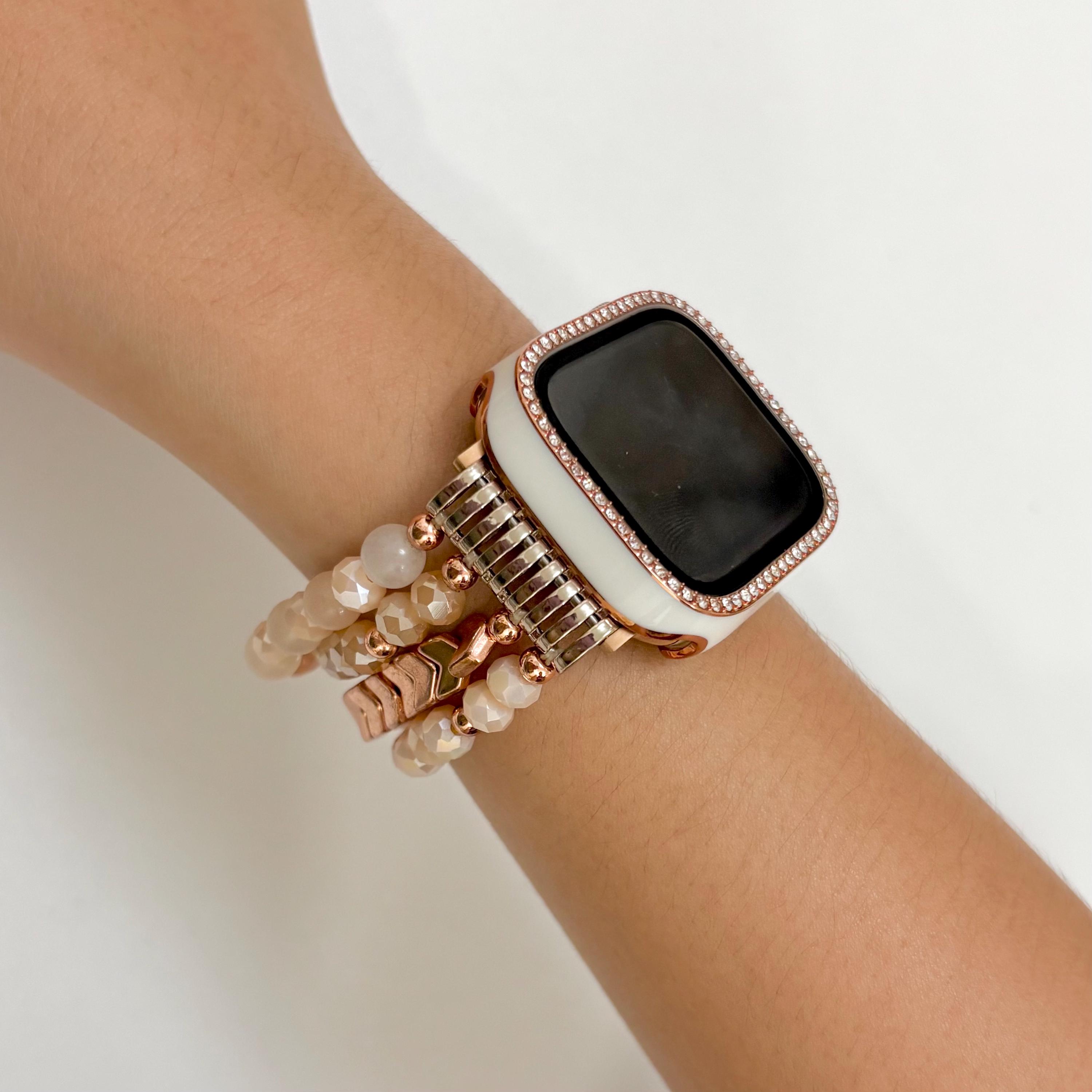 NEW Boho Apple iwatch band with Charms Series 10 9 8 7 6 5 4 3 2 1 Braided Beige Apple Watch Band Series 9 8 7 6 5 4 3 SE  main image 2