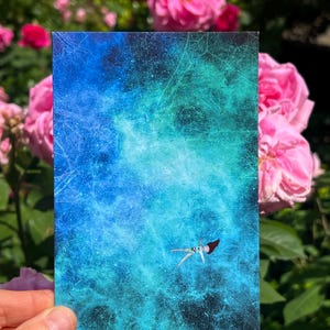 Grußkarte 15x10, 7x5 g=Galaxy Kunstdruck Universum Wand Kunst Sterne guckend Schwebende Mädchen in den Sternen Himmlische Kunst Sternzeichen Wand Kunst Mond Druck