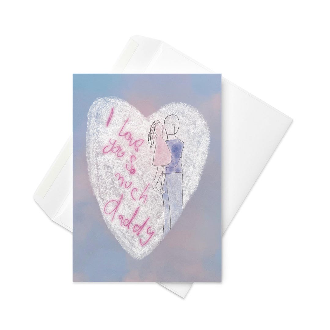 Sweet Fathers Day Card From Daughter Cute Illustrated Dad and Child ...