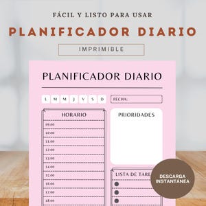Planificador Diario PDF - Horario, Prioridades, Tareas & More