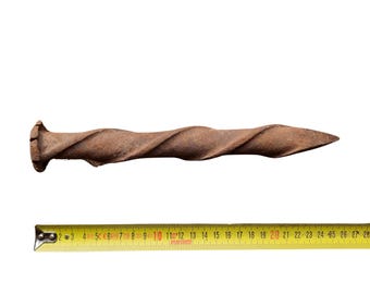 Roestig metalen voorwerp, antiek ijzeren paal, boerderijdecor, kunstbenodigdheden, oud ijzer, steampunk, verroeste paal Lomg