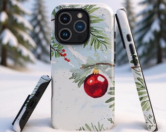 Christmas Ball Cute Holiday Phone Case Mistletoe Winter X-Mas Gift Cover iPhone 17 16 15 14 13 12 Pro Max Samsung S26 S25 S24 S23 S22 S21