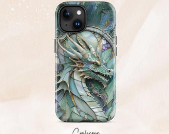 GLASS GLOW Dragon green Stained Glass gift Phone Case Cover iPhone 17 16 15 14 13 Pro Max Samsung Galaxy S26 S25 S24 S23 S22 S21 Plus Ultra