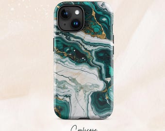 MARBLE Emerald Lake elegant Gift for her Phone Case Cover iPhone 17 16 15 14 13 12 Pro Max Samsung Galaxy S26 S25 S24 S23 S22 S21 Plus Ultra