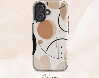 Boho Scandinavian Phone Case, Minimalist Abstract Art Cover S26