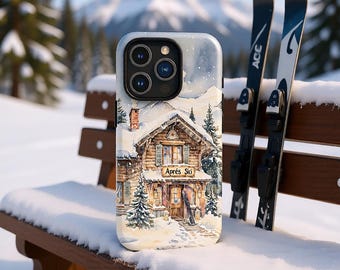 Aprés Ski Cute Winter Phone Case Snow Mountain ski chalet Cover iPhone 17 16 15 14 13 12 Pro Max Samsung S26 S25 S24 S23 S22 S21 S20 Matte