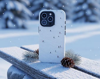 Skiers Minimal Winter Slope Mountain Holiday Phone Case Gift Winter Cover iPhone 17 16 15 14 13 12 Pro Max Samsung S26 S25 S24 S23 S22 S21