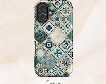 Mosaic Lisbon turquoise green tiles Portugal Phone Case Cover iPhone 17 16 15 14 13 12 11 Pro Max Samsung S26 S25 S24 S23 S22 S21 Plus Ultra
