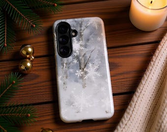 Frozen Window Landscape Winter Snowflake Holiday Phone Case Gift Cover iPhone 17 16 15 14 13 12 Pro Max Samsung S26 S25 S24 S23 S22 S21 S20